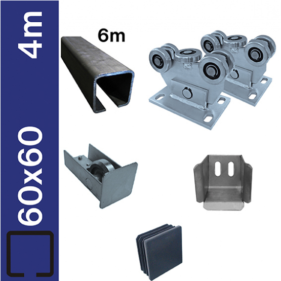 Sada posuvné brány do 4m, Fe, 60x60mm